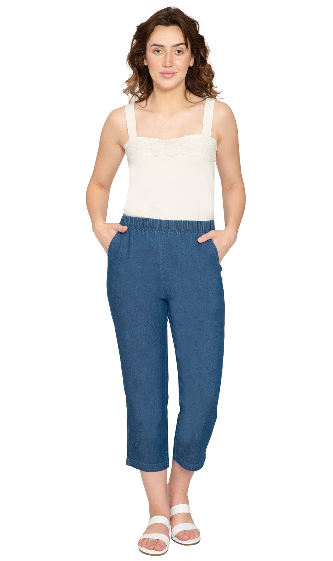 Women's Lightweight Stretch Denim Capri Pants – Comfortable Everyday Fit