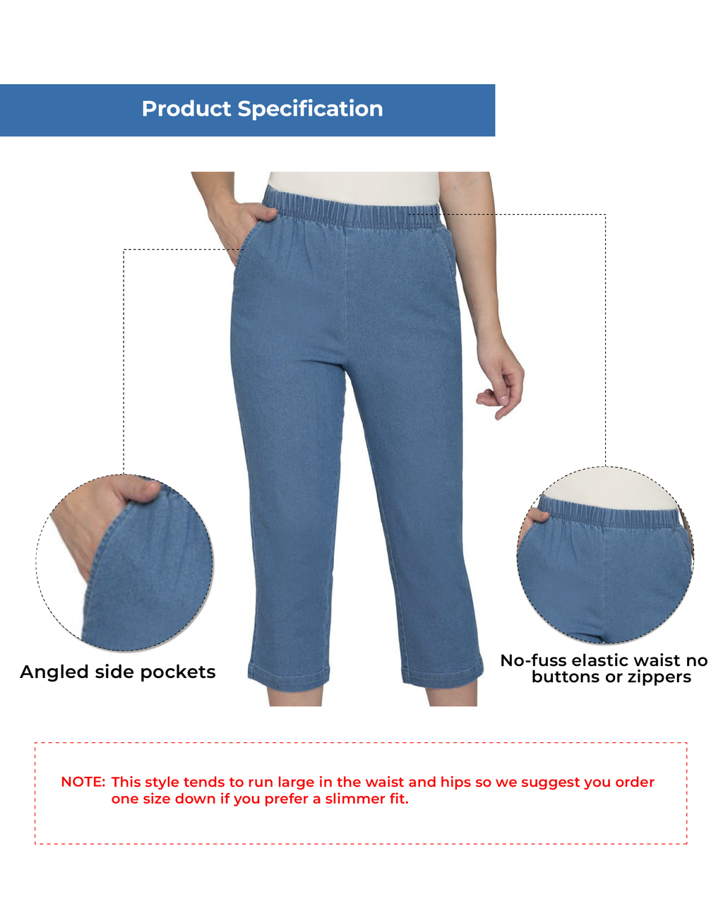 Women's Lightweight Stretch Denim Capri Pants – Comfortable Everyday Fit